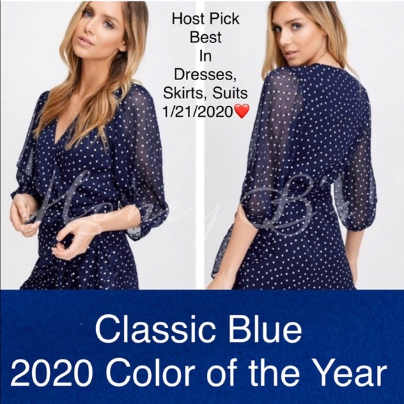 3/$30 Deal Blue Dress & Metallic Silver Polka Dot - Picture 3 of 6
